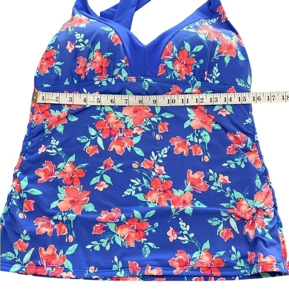 Lands’ End V-neck Halter Floral Tankini Top Size 12 - Picture 7 of 7